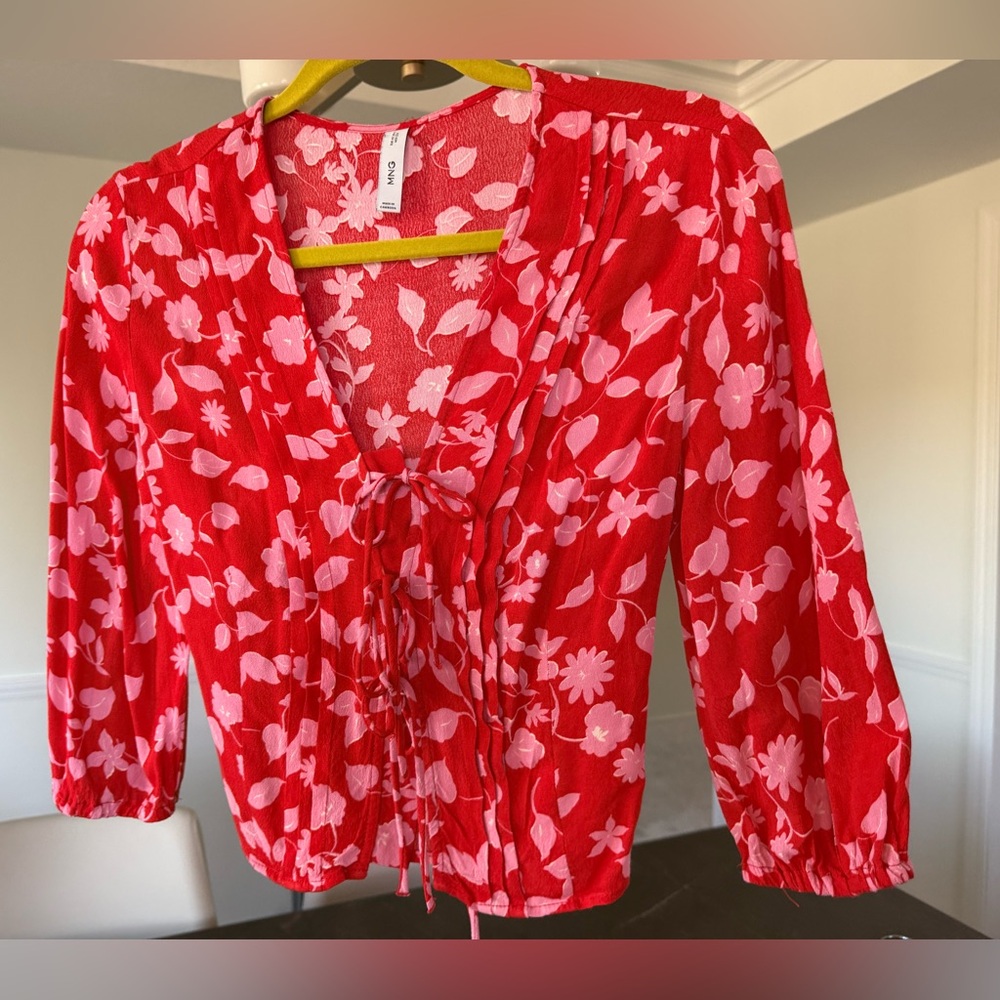 Zara Red Floral Blouse